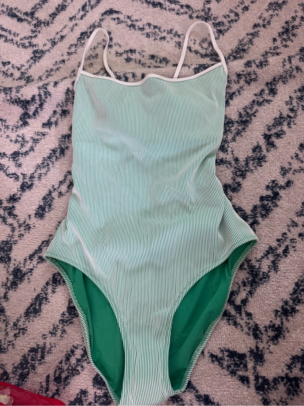 aerie Mint Green & White Striped One-Piece Swimsuit